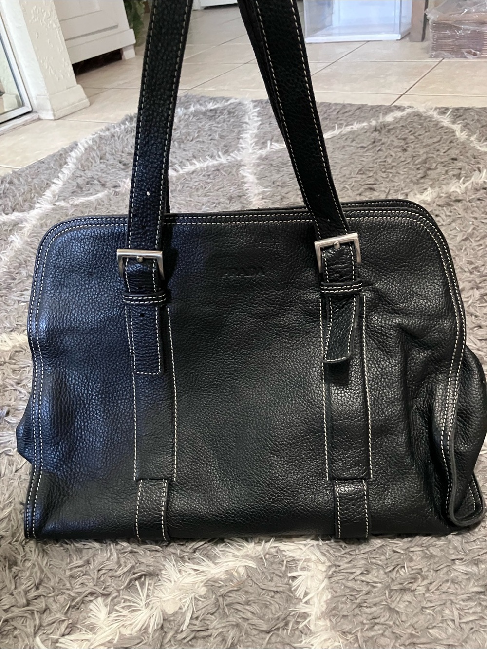 Prada Classic Black Leather Shoulder Bag